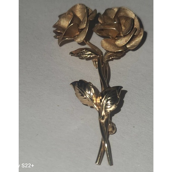 Vintage Signed AZ 1/20 12 Kt GF Rose Bouquet Pin Brooch - Picture 7 of 9